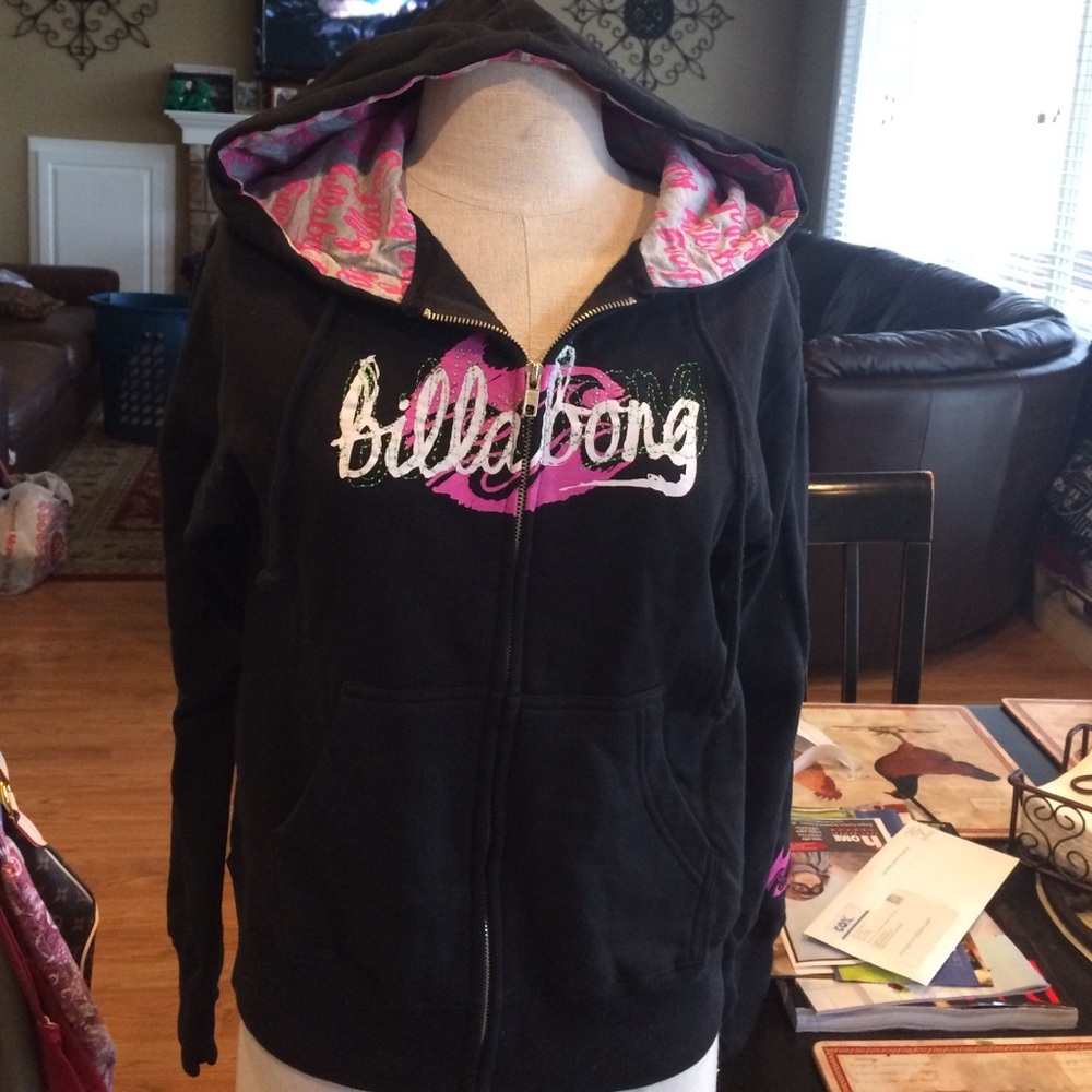 Billabong sweatshirt medium juniors black pink